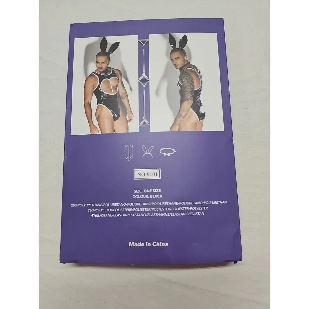 Mens 3 Pcs‎ Bunny Cosplay Costume Rabbit Ears Bow Tie Lingerie Set